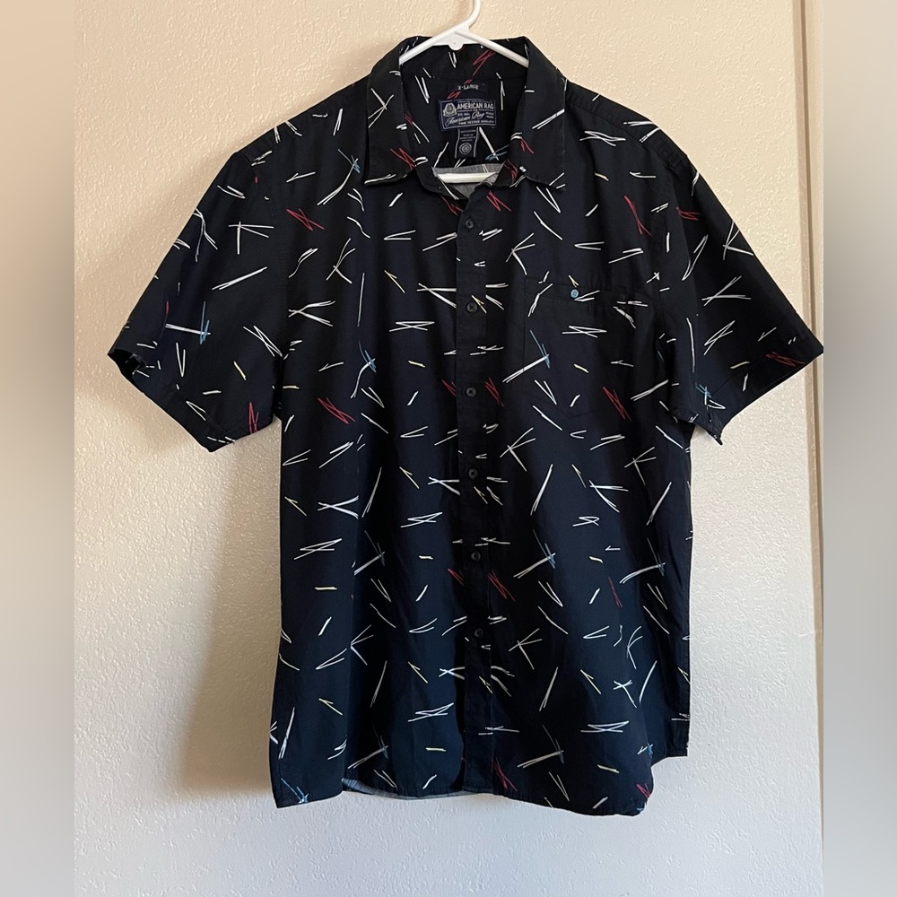 American Rag Mens Shirt XL Multicolor Short Sleeve Button Up Lightweight